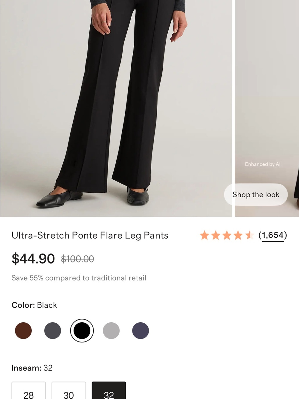 Ultra-Stretch Ponte Flare Leg Pants - Black and Grey